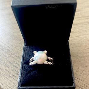 David Yurman Cable Collectibles Pearl Ring with Diamonds.
